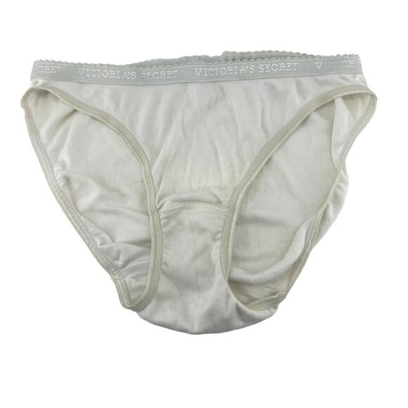 Victoria's Secret Panty Solid White Cotton Bikini Signature Waist Size Small - Picture 1 of 5